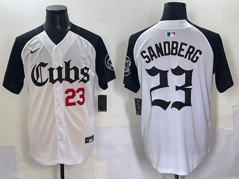 Men 2025 Chicago Cubs #23 Sandberg White black Five generations Joint Name Nike MLB Jersey style 6232->atlanta braves->MLB Jersey